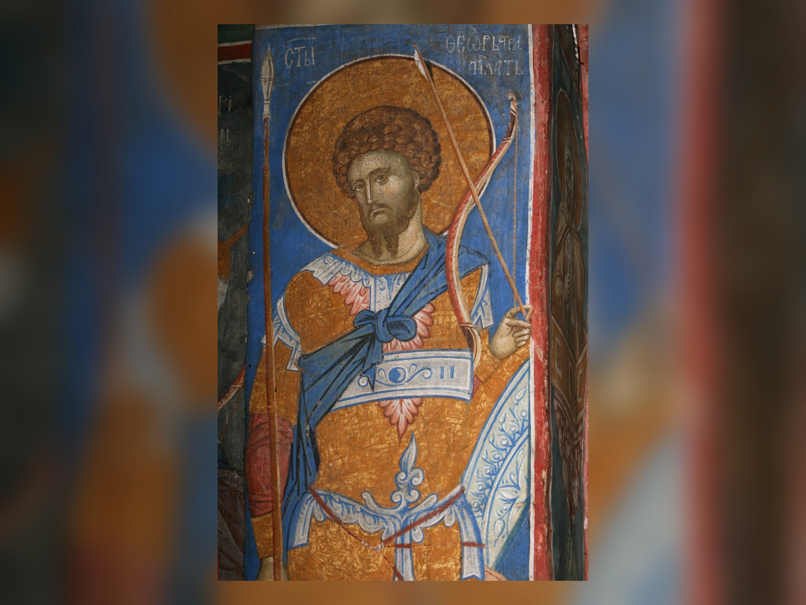 Fresco icon of Great Martyr Theodore Stratelates